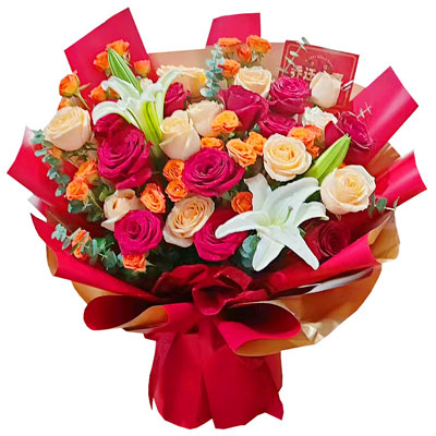 泉州19朵玫瑰百合，爱情永不凋零