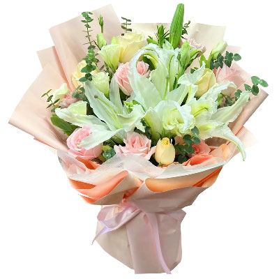 泉州10朵玫瑰百合混搭，爱是难忘时刻